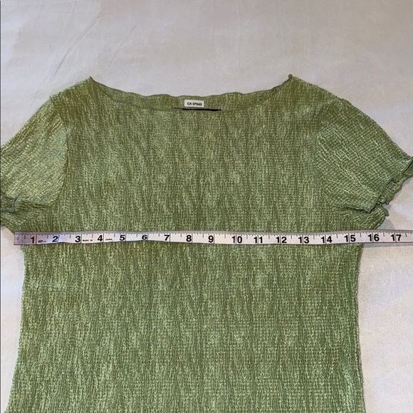 Connected Apparel Blouse Green Ribbed Fitted Women's Size S - Picture 6 of 8